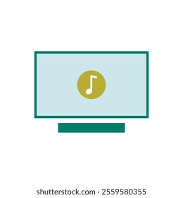 Television with music logo flat icon vector design illustration, television media player icon, karaoke symbol illustration. 