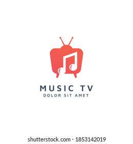 television and music negative space logo design