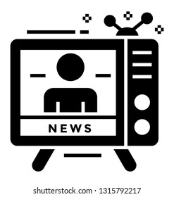 Television news solid icon design 
