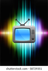 Television on Abstract Spectrum Background Original Illustration
