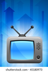 Ilustración vectorial original de la televisión con flecha azul