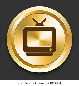 Television on Golden Internet Button Original Illustration