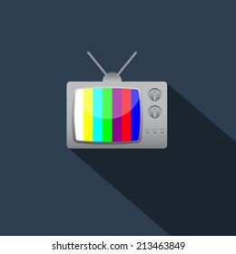 Television on long shadow background.