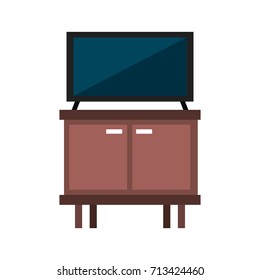 television on wooden table drawers furniture