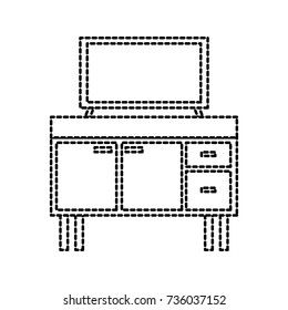 television on wooden table drawers furniture