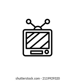 Television With Outline Icon Vector