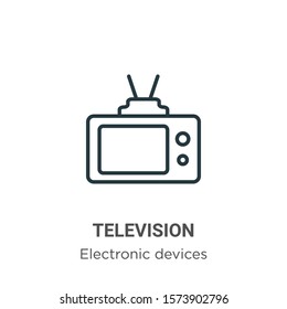 Television outline vector icon. Thin line black television icon, flat vector simple element illustration from editable electronic devices concept isolated on white background