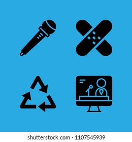television, patch, recycling and microphone icons vector in sample icon set for web and graphic design