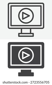 Pantalla de juego de televisión con diferentes iconos de estilo. Línea, contorno y símbolo de Vector de icono sólido y símbolo. Icono de Vector de trazo editable para la reproducción de medios.