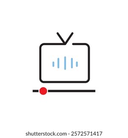 Television playing audio with red progress bar