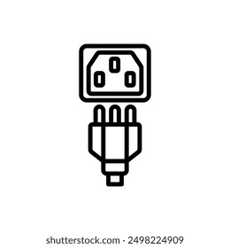 Ilustración vectorial de iconos de contorno de cable de alimentación de televisión