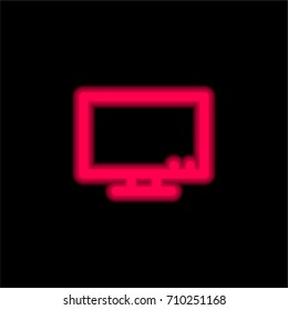Television red glowing neon ui ux icon. Glowing sign logo vector