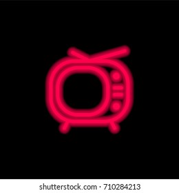 Television red glowing neon ui ux icon. Glowing sign logo vector