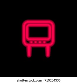 Television red glowing neon ui ux icon. Glowing sign logo vector