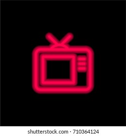 Television red glowing neon ui ux icon. Glowing sign logo vector