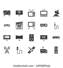 Television related icon set. Vector illustration