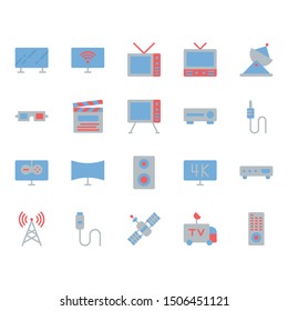 Television related icon set. Vector illustration
