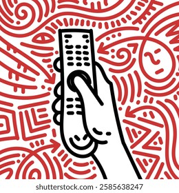 Television remote colorful doodles. Simple illustration. Hand drawn doodle for sticker, postcard, wallpaper, mural, fabric, prints, wall decor, clothing, etc