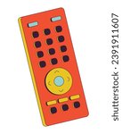Television remote controller 2D linear cartoon object. Remote control for tv isolated line vector element white background. Electronic equipment. Tv clicker device color flat spot illustration