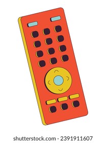 Television remote controller 2D linear cartoon object. Remote control for tv isolated line vector element white background. Electronic equipment. Tv clicker device color flat spot illustration