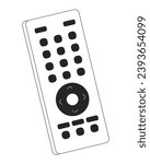 Television remote controller black and white 2D line cartoon object. Remote control for tv isolated vector outline item. Electronic equipment. Tv clicker device monochromatic flat spot illustration