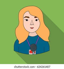 Television reporter icon in flat style isolated on white background. People of different profession symbol stock vector illustration.
