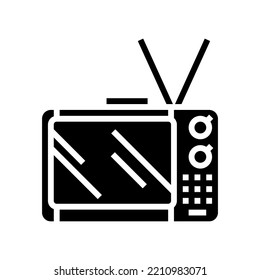 television retro device glyph icon vector. television retro device sign. isolated symbol illustration