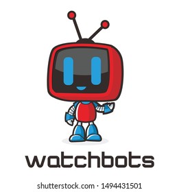 television robot character design for logo and mascot 