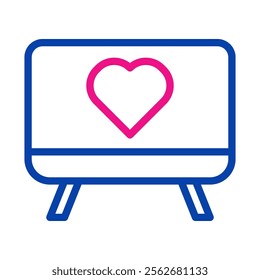 Television screen with heart icon. Concept of love, romance, and favorite shows.