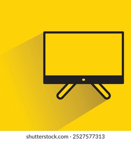 television screen icon with shadow on yellow background