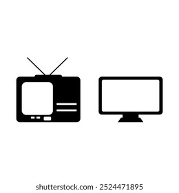 Icono de pantalla de televisión, icono de televisión de tubo, ilustración de televisión