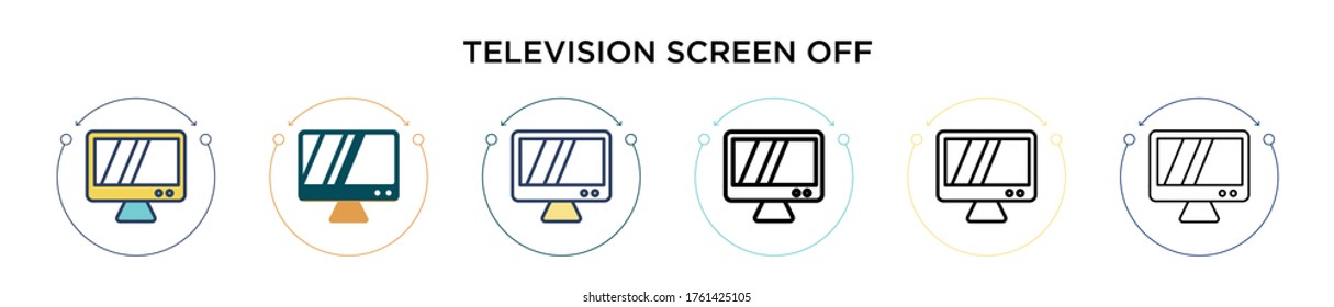 Television screen off icon in filled, thin line, outline and stroke style. Vector illustration of two colored and black television screen off vector icons designs can be used for mobile, ui, web