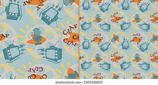 Ilustración de patrones sin problemas de televisión con diseño de estilo de dibujos animados