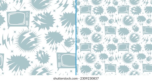 Television seamless pattern illustration with cartoon style design