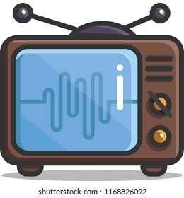 Television set with antenna and waves