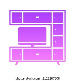 Conjunto de televisión con archivadores Diseño de un icono de gradiente de glifo
