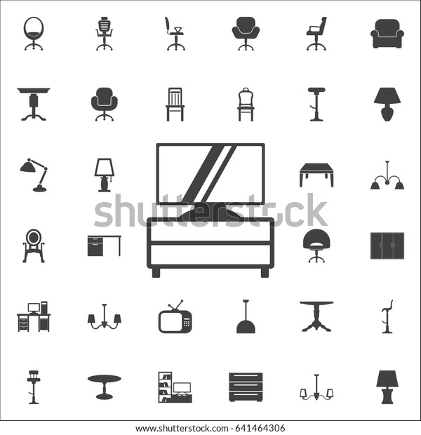 Television set icon. Set\
of furniture icons