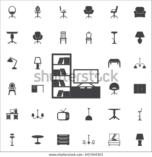 Television set icon. Set
of furniture icons