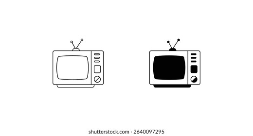 television set icon with white background vector stock illustration