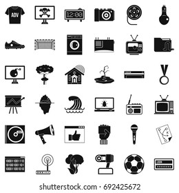 Television set icons set. Simple style of 36 television set vector icons for web isolated on white background