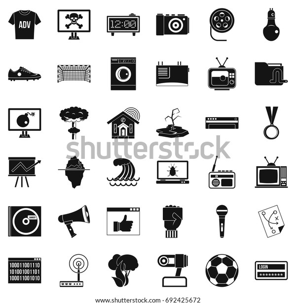 Television set icons
set. Simple style of 36 television set vector icons for web
isolated on white
background