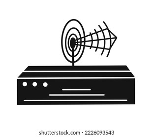 Television set top box flat icon. Isolated on white background.