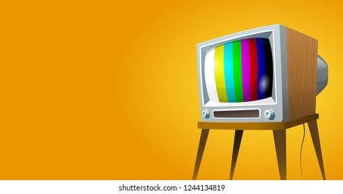 Television set vector illustration. Cartoon colorful image on yellow background