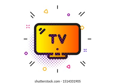 Television sign. Halftone circles pattern. TV icon. Hotel service symbol. Classic flat tv icon. Vector