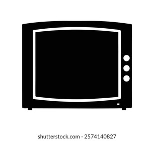 television silhouette vector, tv icon symbol, Old television tv retro vintage icon silhouette minimalist clipart illustration, Retro old tv vector silhouette, Old tv vector silhouette isolated.