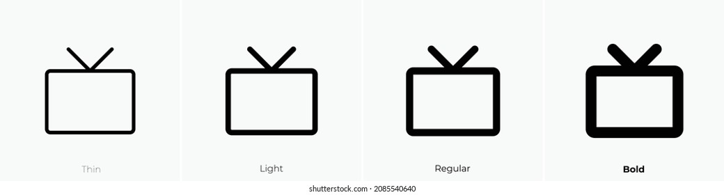 icono de televisión simple. Diseño delgado, ligero y audaz aislado en un fondo blanco