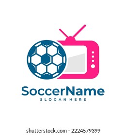 Plantilla de logotipo de fútbol de televisión, vector de diseño de logotipo de fútbol