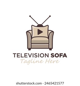 television sofa illustration logo design