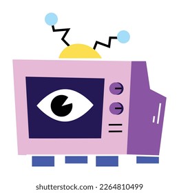 Television sticker designed in colorful flat style 