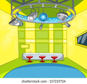 Television Studio. Vector Cartoon  Background.